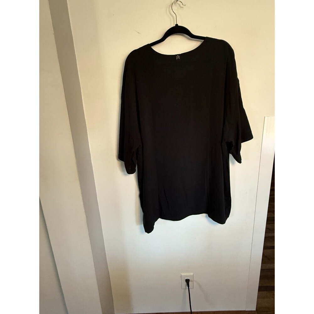 Rawgear Loungewear Henley Shirt Women XL Black 100% Rayon Short Sleeves Top NWT - Picture 4 of 5